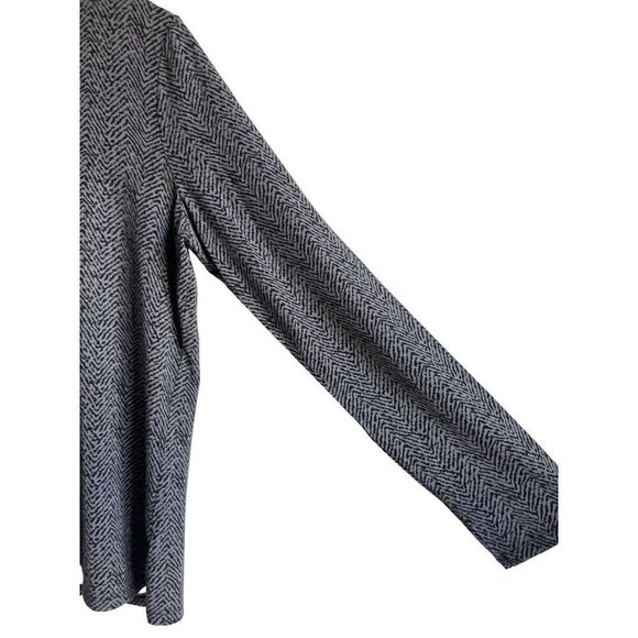 Talbots Size Large Gray Black Herringbone V-Neck Top Long Sleeve Rayon Blend - Picture 3 of 6